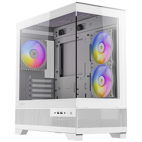 GABINETE GAMING ANTEC CX500M ARGB MICROATX CON PANEL DE CRISTAL TEMPLADO, ILUMINACIÓN RGB Y DISEÑO BLANCO PARA PC DE ALTO RENDIMIENTO