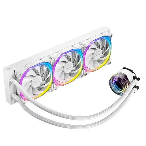 Enfriamiento líquido AIO 360 mm Antec Vortex ARGB Blanco – Radiador de aluminio, ventiladores PWM con luces RGB, compatible Intel & AMD