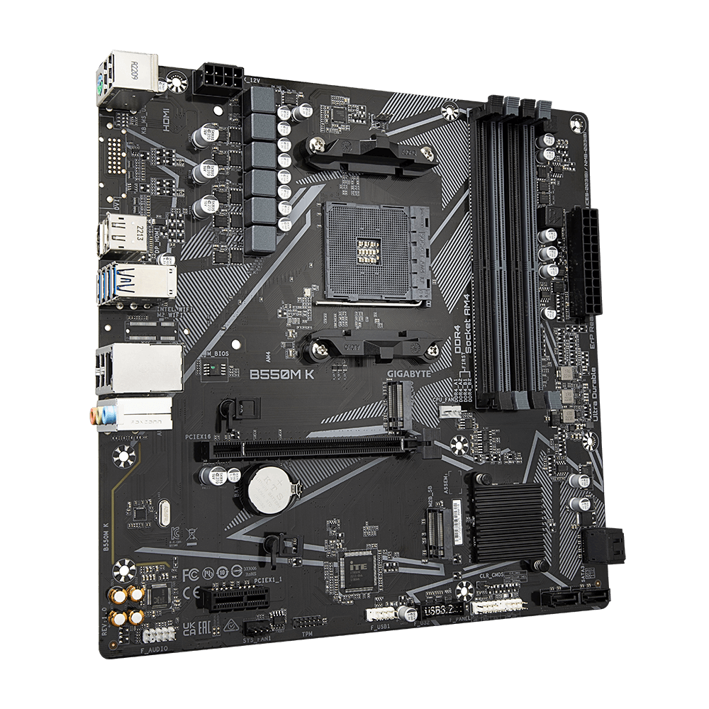 Placa Madre Gigabyte B550M K B550M K G11 panel de conexiones