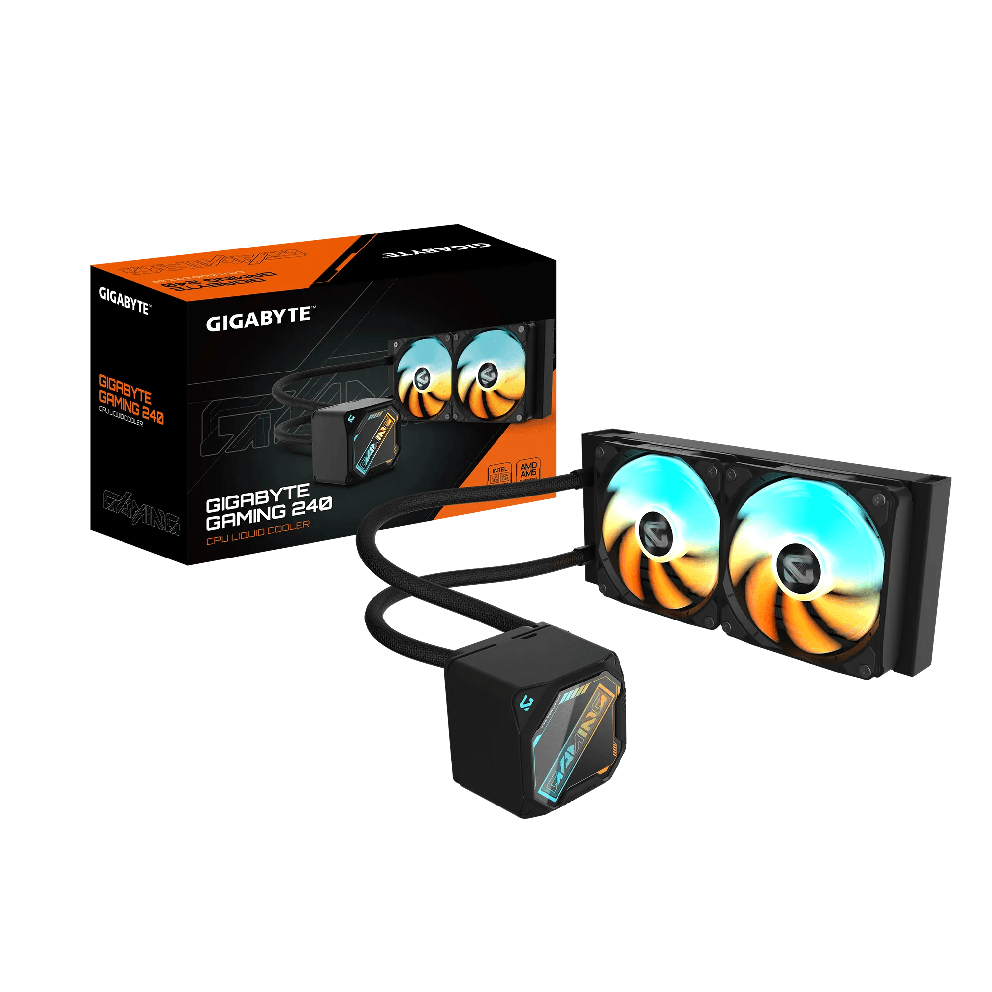 COOLER LÍQUIDO GIGABYTE GME - 240, RADIADOR 240MM, 2 VENTILADORES ARGB 120MM, COMPATIBLE LGA 1851/1700 Y AMD AM5, NEGRO de Gigabyte | first_variant_option_1 — Envío inmediato
