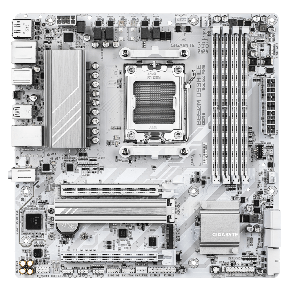 Gigabyte B850M DS3H ICE placa madre vista oficial 2