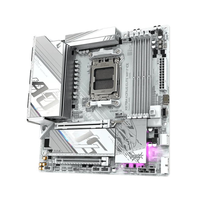 Motherboard Gigabyte X870M A Elite Wf7 Ice, Chipset Amd X870, Socket Am5, Ddr5, Wi - Fi 7, Bluetooth 5.4, Matx de Gigabyte | first_variant_option_1 — Envío inmediato