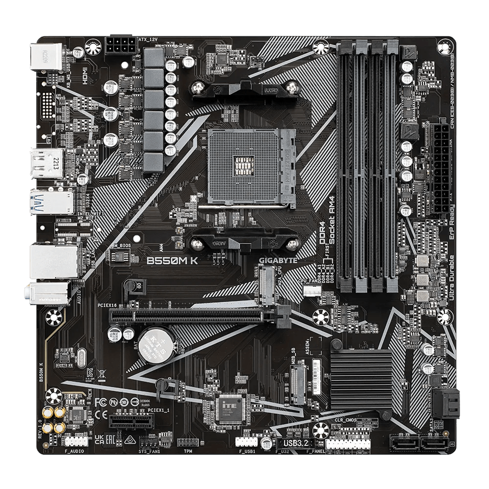 Placa Base GIGABYTE B550M K (Rev. 1.0) con Chipset AMD B550, Socket AM4, Formato Micro ATX - SMART BUSINESS