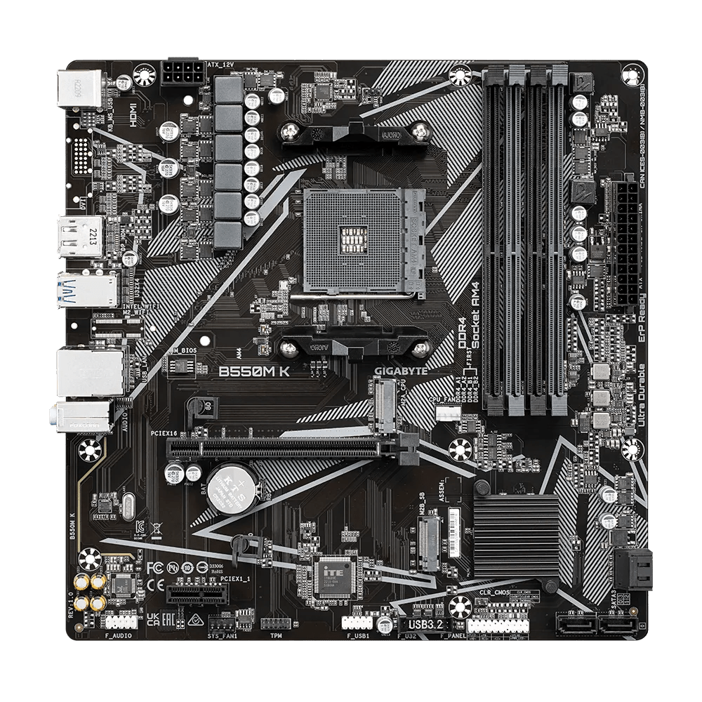 Placa Base GIGABYTE B550M K (Rev. 1.0) con Chipset AMD B550, Socket AM4, Formato Micro ATX - SMART BUSINESS