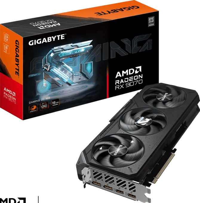 Tarjeta de Video Gigabyte AMD Radeon™ RX 9070 GAMING OC 16GB GDDR6 (WINDFORCE 3X, PCIe Avanzado) - GV-R9070GAMING-16GD de Gigabyte | first_variant_option_1 — Envío inmediato
