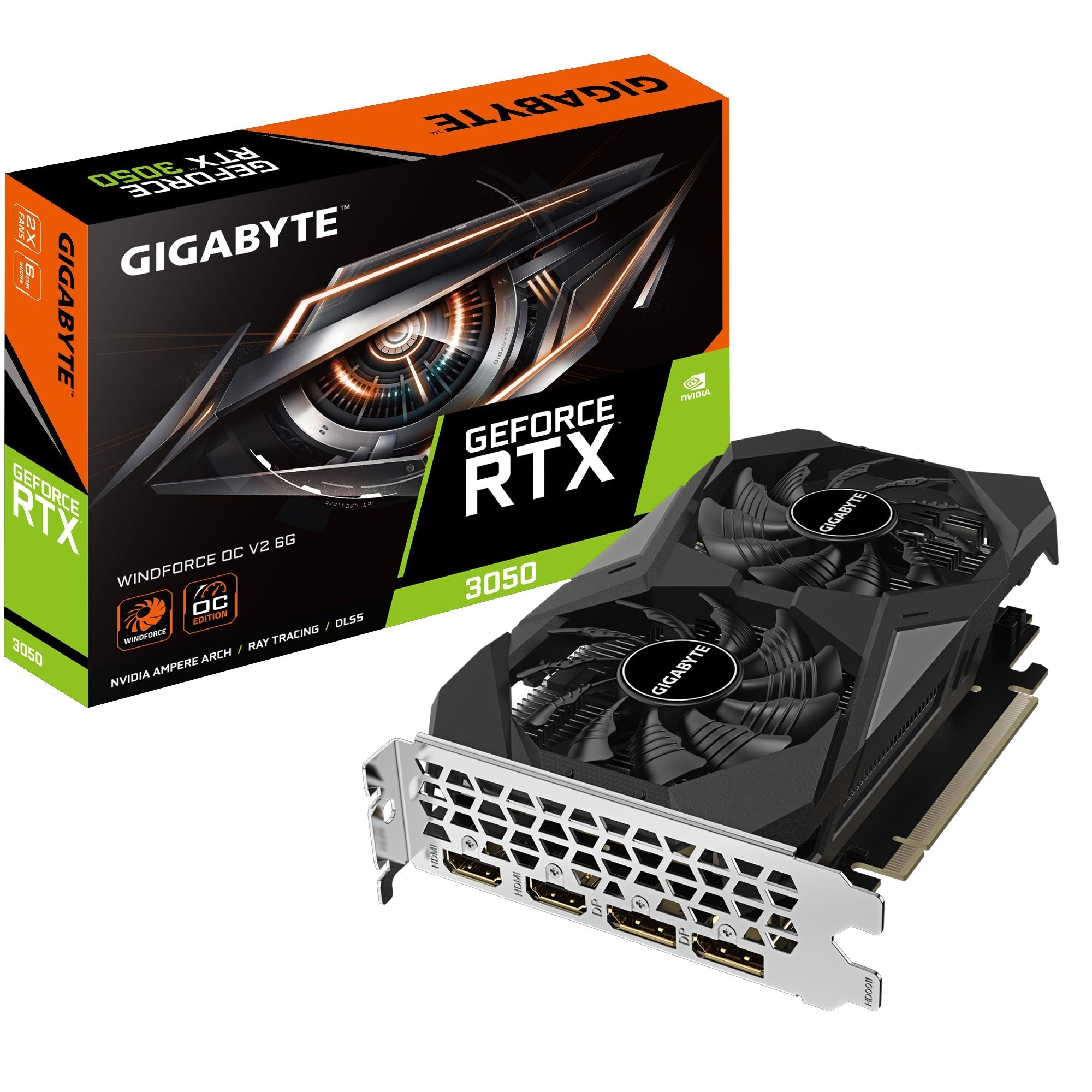 Gigabyte GeForce RTX 3050 WINDFORCE OC V2 6G GV-N3050WF2OCV2-6GD caja del producto