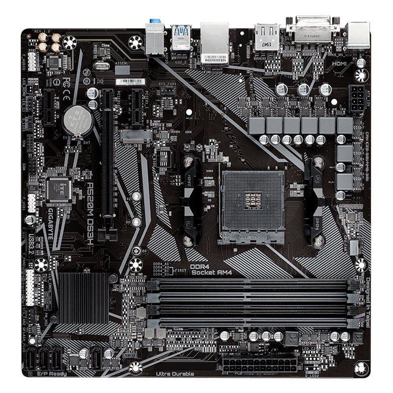 TARJETA MADRE GIGABYTE MICRO ATX A520M DS3H (REV. 1.0), S-AM4, AMD A520, HDMI, 128GB DDR4 PARA AMD ― NO ES COMPATIBLE CON RYZEN 5 3400G Y RYZEN 3 3200G - SMART BUSINESS