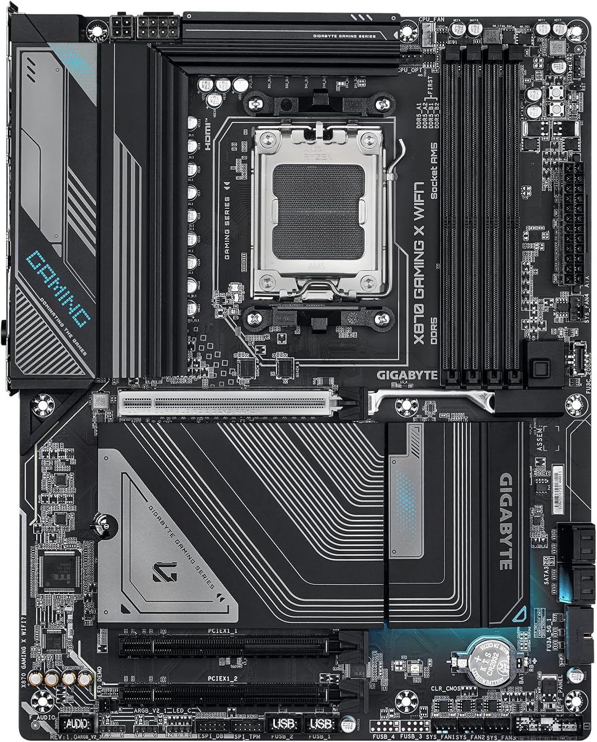 GIGABYTE X870 Gaming X WIFI7 AMD AM5 LGA 1718 Placa base, ATX, DDR5, 4X M.2, PCIe 5.0, USB4, WIFI7, LAN de 2.5GbE, cierre EZ-Latch, garantía de 5 años - SMART BUSINESS