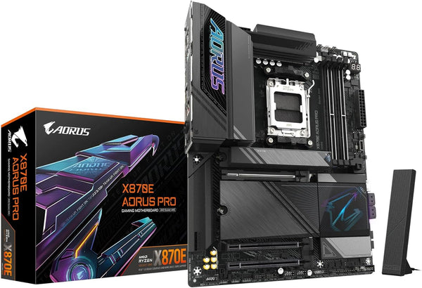 GIGABYTE X870E AORUS PRO ICE Placa base AMD AM5 LGA 1718, ATX, DDR5, 4X M.2, PCIe 5.0, USB4, WIFI7, LAN de 2.5GbE, cierre EZ-Latch, garantía de 5 años - SMART BUSINESS