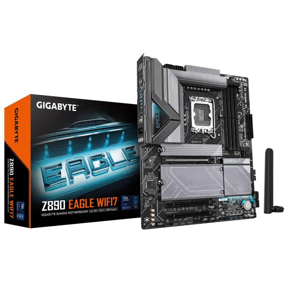 Gigabyte Z890 Eagle WiFi7 – Placa Madre ATX LGA1851 DDR5, 4×M.2 PCIe 5.0, USB4, WiFi 7, LAN 2.5GbE, EZ - Latch – para Intel Core Ultra Serie 2 Z890-EAGLE-WIFI7 - SMART BUSINESS