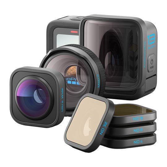 GOPRO HERO13 BLACK + HB - SERIES LENS COLLECTION – CÁMARA DE ACCIÓN 5.3K CON ULTRA WIDE, MACRO Y ANAMORPHIC LENS MODS + FILTROS ND, ESTABILIZACIÓN HYPERSMOOTH, WIFI 6 CHDRB-132-RW - SMART BUSINESS