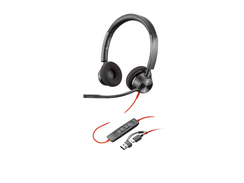 HP POLY BLACKWIRE 3320 8X220AA – AURICULARES ESTÉREO BINAURALES CON MICRÓFONO OMNIDIRECCIONAL, CONEXIÓN USB-C Y JACK 3.5 MM, CERTIFICADOS PARA MICROSOFT TEAMS