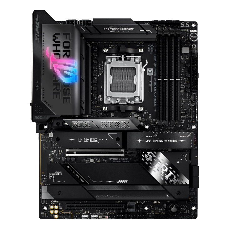 Placa Madre ASUS ROG Strix X870E-E Gaming WiFi - AMD X870E - AM5 - DDR5 - WiFi 7 - ATX vista frontal