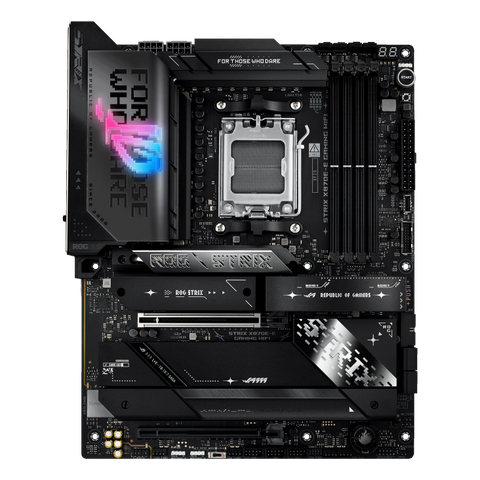 Placa Madre ASUS ROG Strix X870E-E Gaming WiFi - AMD X870E - AM5 - DDR5 - WiFi 7 - ATX vista frontal