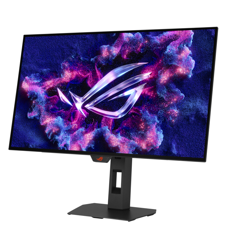Monitor ASUS ROG Strix OLED XG27AQDMGR vista tres cuartos izquierda