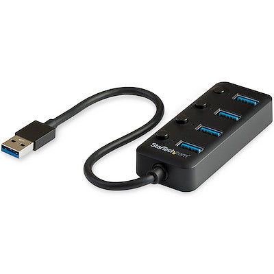 HUB USB 3.0 STARTECH HB30A4AIB – 4 PUERTOS USB-A, INTERRUPTORES INDIVIDUALES, SOBREMESA, COMPATIBLE CON USB 3.1 GEN 1
