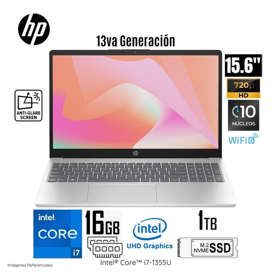 HP 15 - FD0280LA: LAPTOP INTEL CORE I7 - 1355U, 16GB RAM, 1TB SSD, PANTALLA FHD 15.6", DISEÑO ELEGANTE EN DORADO B9TZ6LAABM - SMART BUSINESS