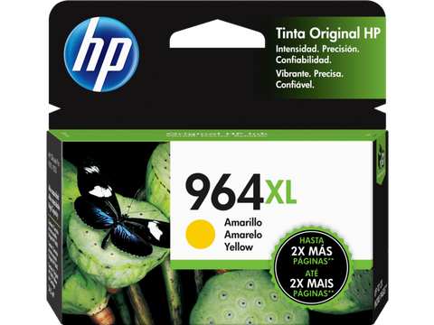 Cartucho de tinta HP 964XL 3JA56AL empaque frontal amarillo