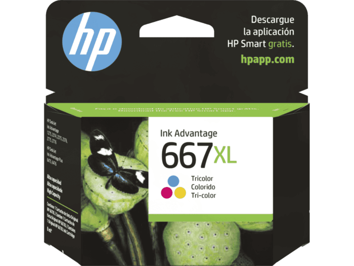 Cartucho de tinta HP 667XL 3YM80AL vista frontal tricolor