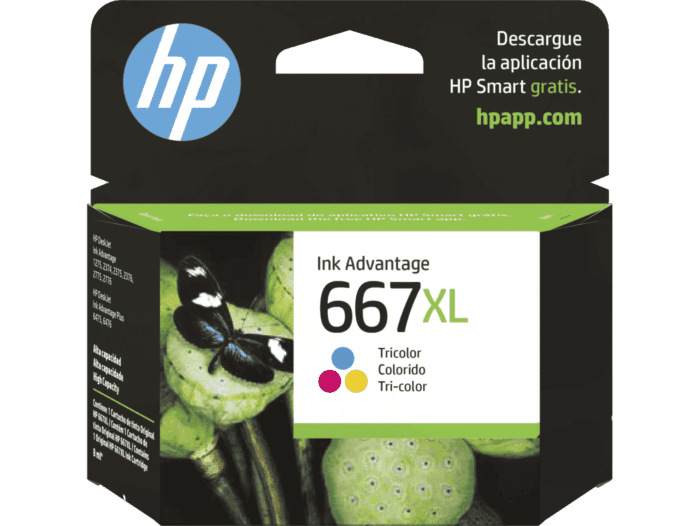Cartucho de tinta HP 667XL 3YM80AL vista frontal tricolor
