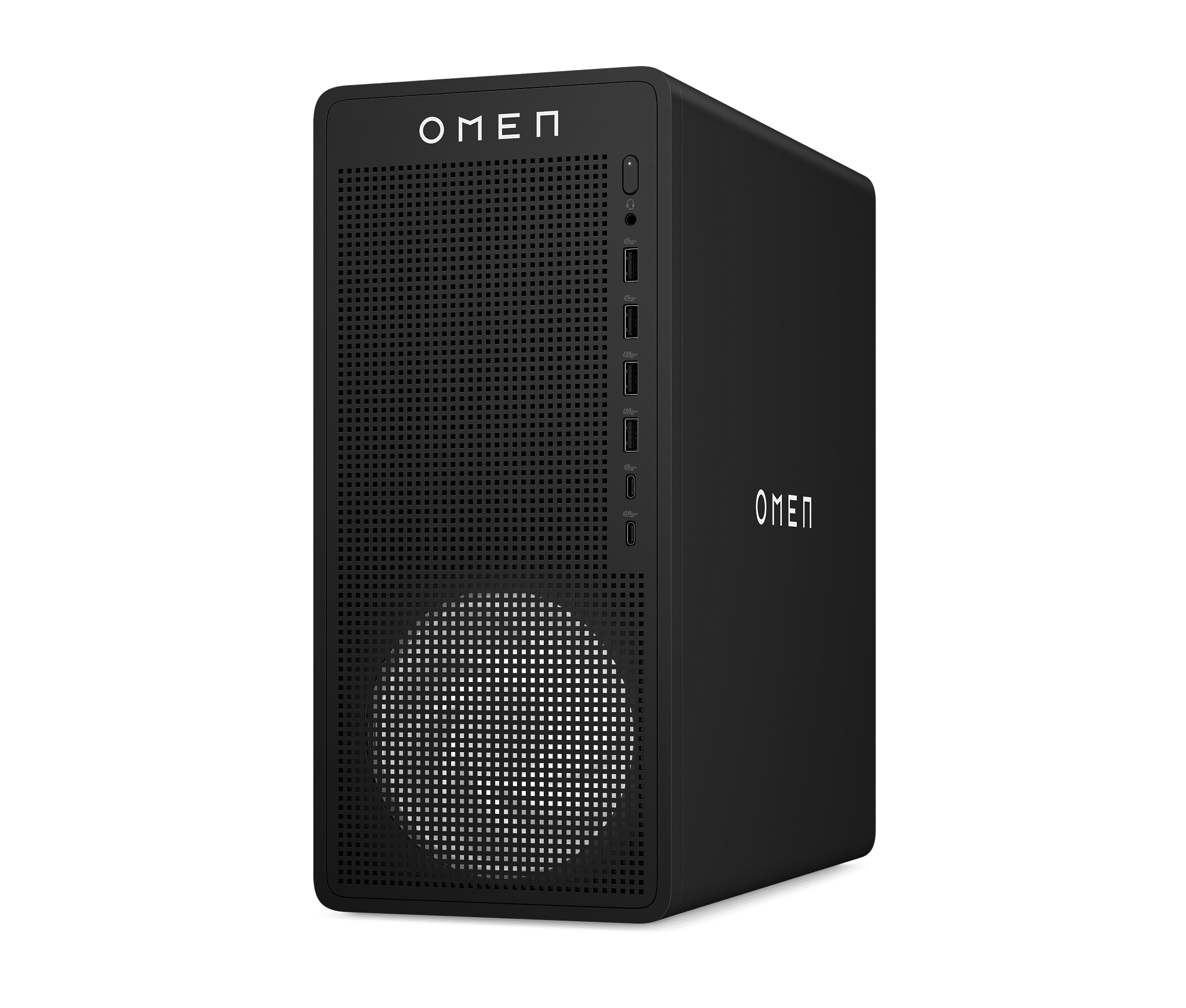 HP OMEN 16L TG03-0004la D8DA2LA#ABM, vista frontal izquierda en perspectiva