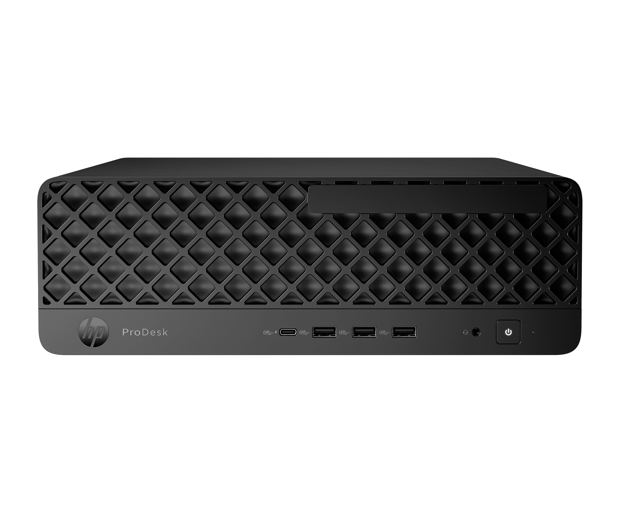 Desktop HP ProDesk 4 SFF G1i D90SRAT#ABM vista frontal del chasis negro