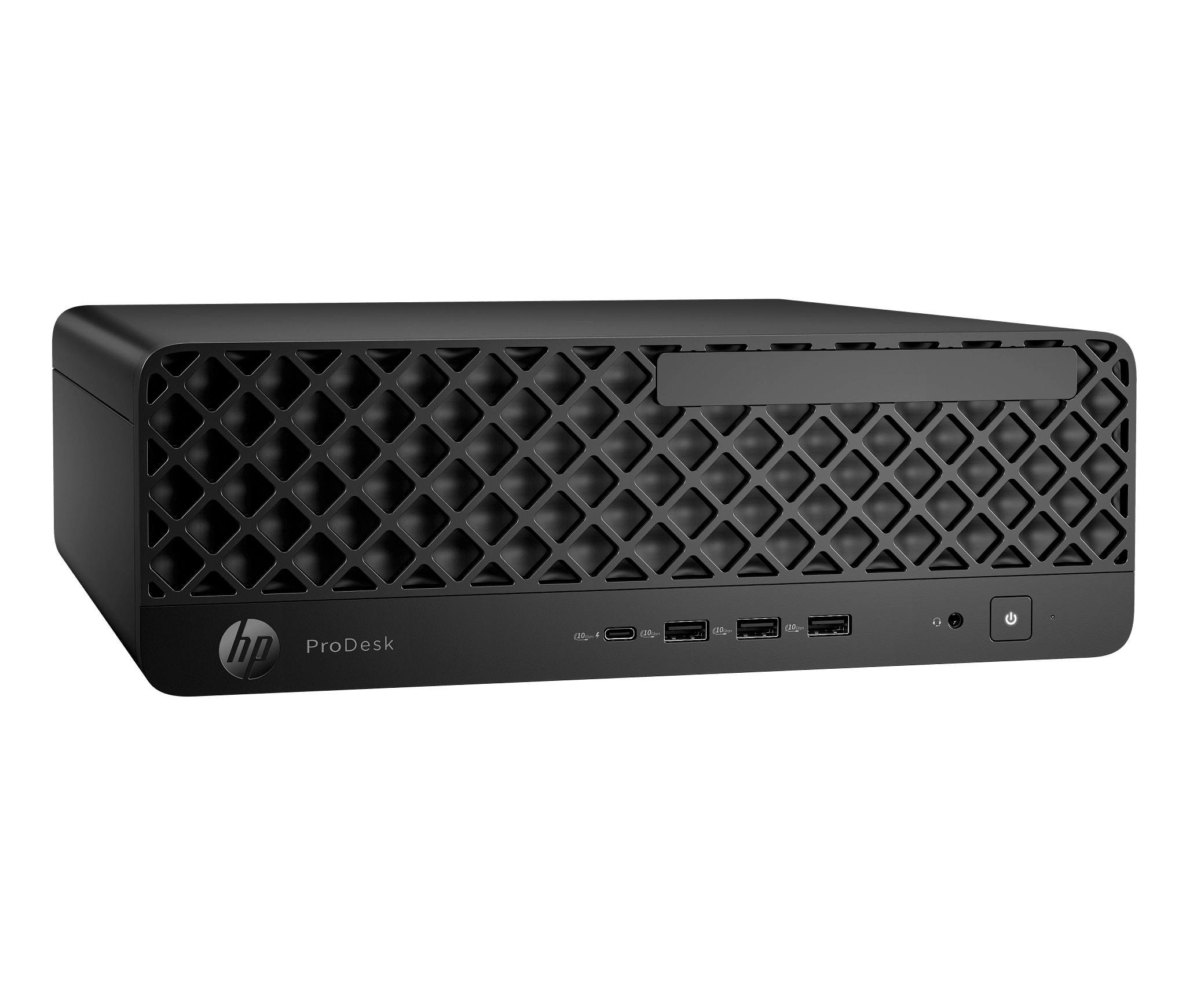Desktop HP ProDesk 4 SFF G1i D90SRAT#ABM vista frontal derecha en tres cuartos
