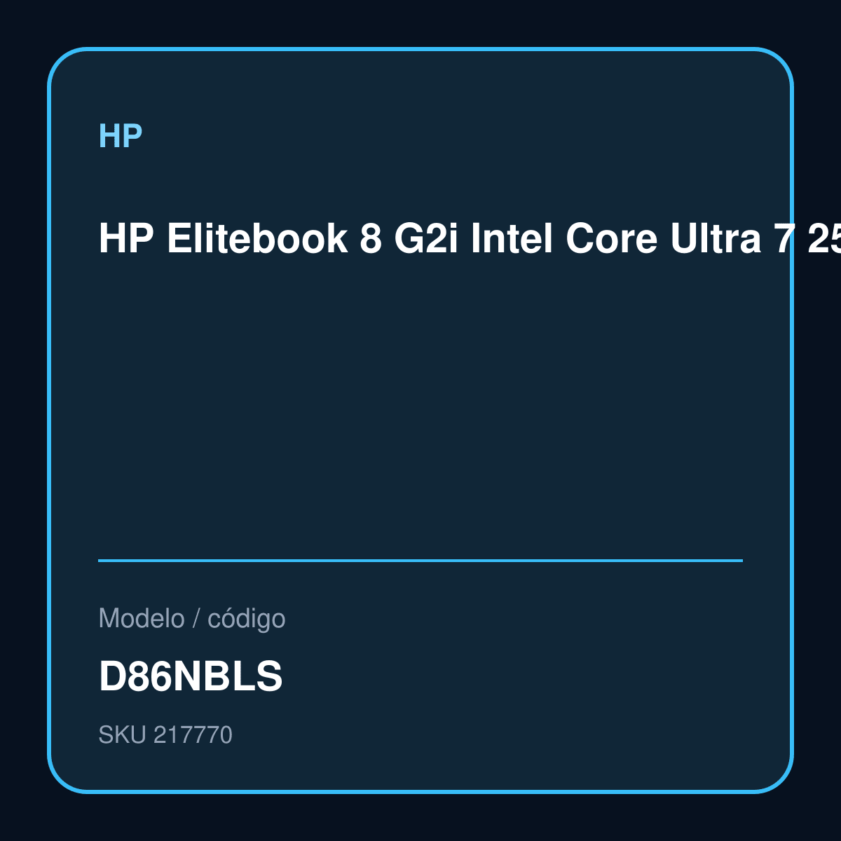 Notebook HP EliteBook 8 G2i D86NBLS vista frontal oficial