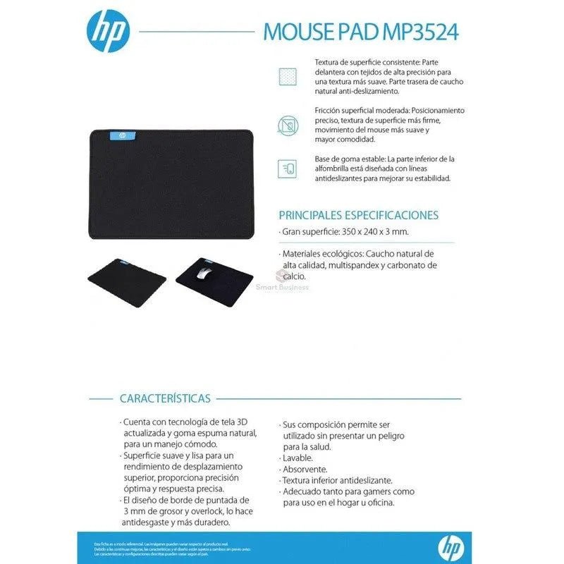 Mouse Pad Hp Gamer Pequeño Mp3524 350X240X3Mm - SMART BUSINESS