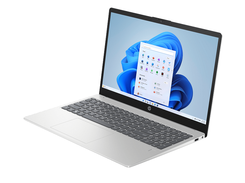 Notebook HP 15-fd1361la D6ZN3LA#ABM vista frontal izquierda en color Natural Silver