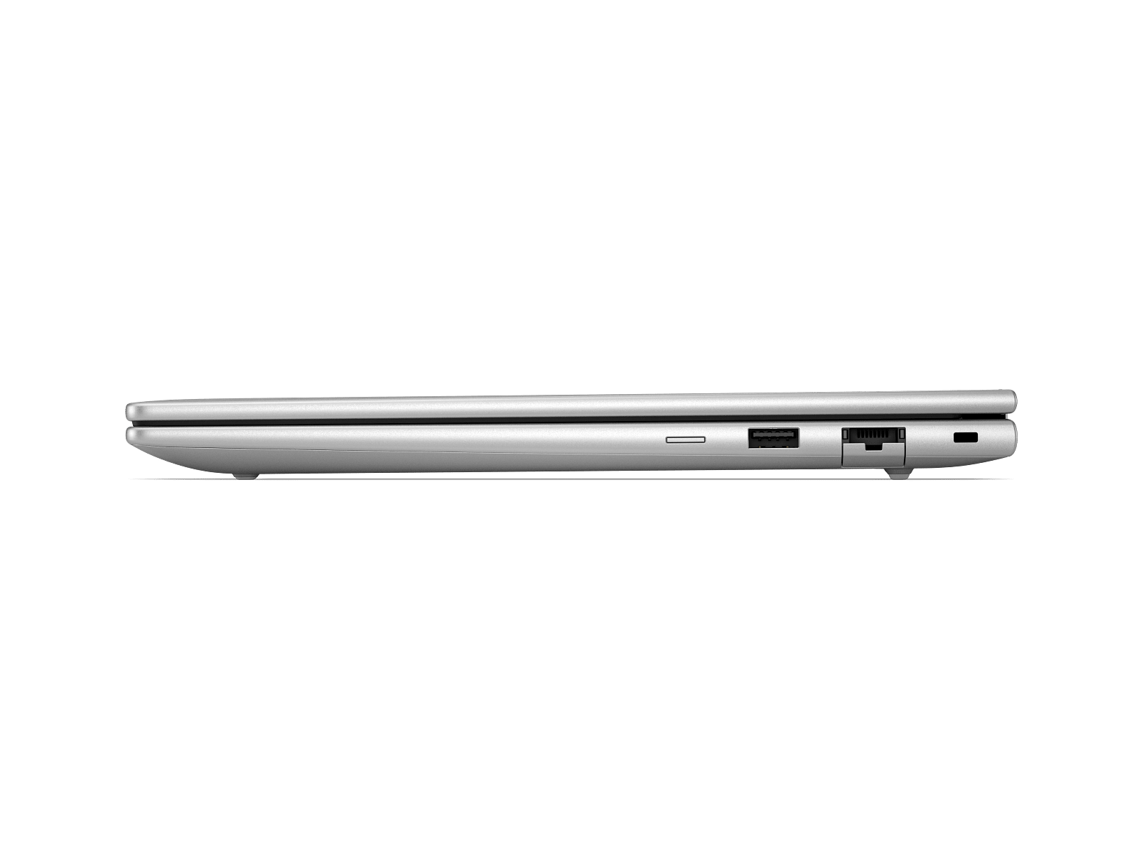 HP EliteBook 6 G2i 14 DJ2X6AT, vista lateral cerrada con puerto USB-A y Ethernet