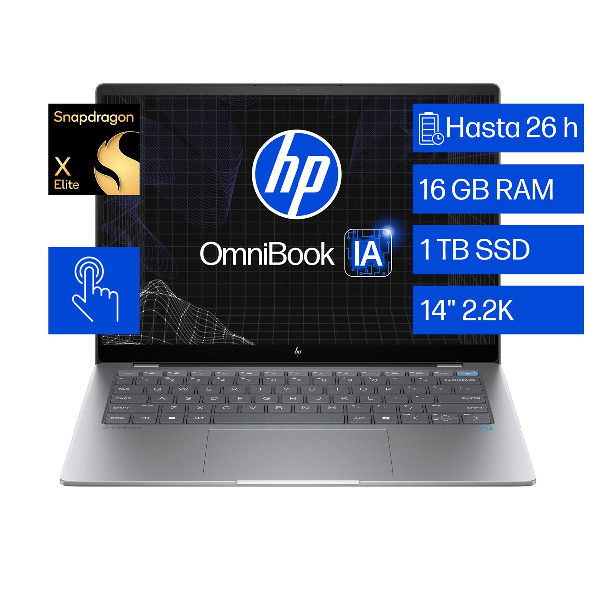 Laptop HP OmniBook X 14-fe0000la Snapdragon X Elite 16GB 1TB A9FX1LA#ACH