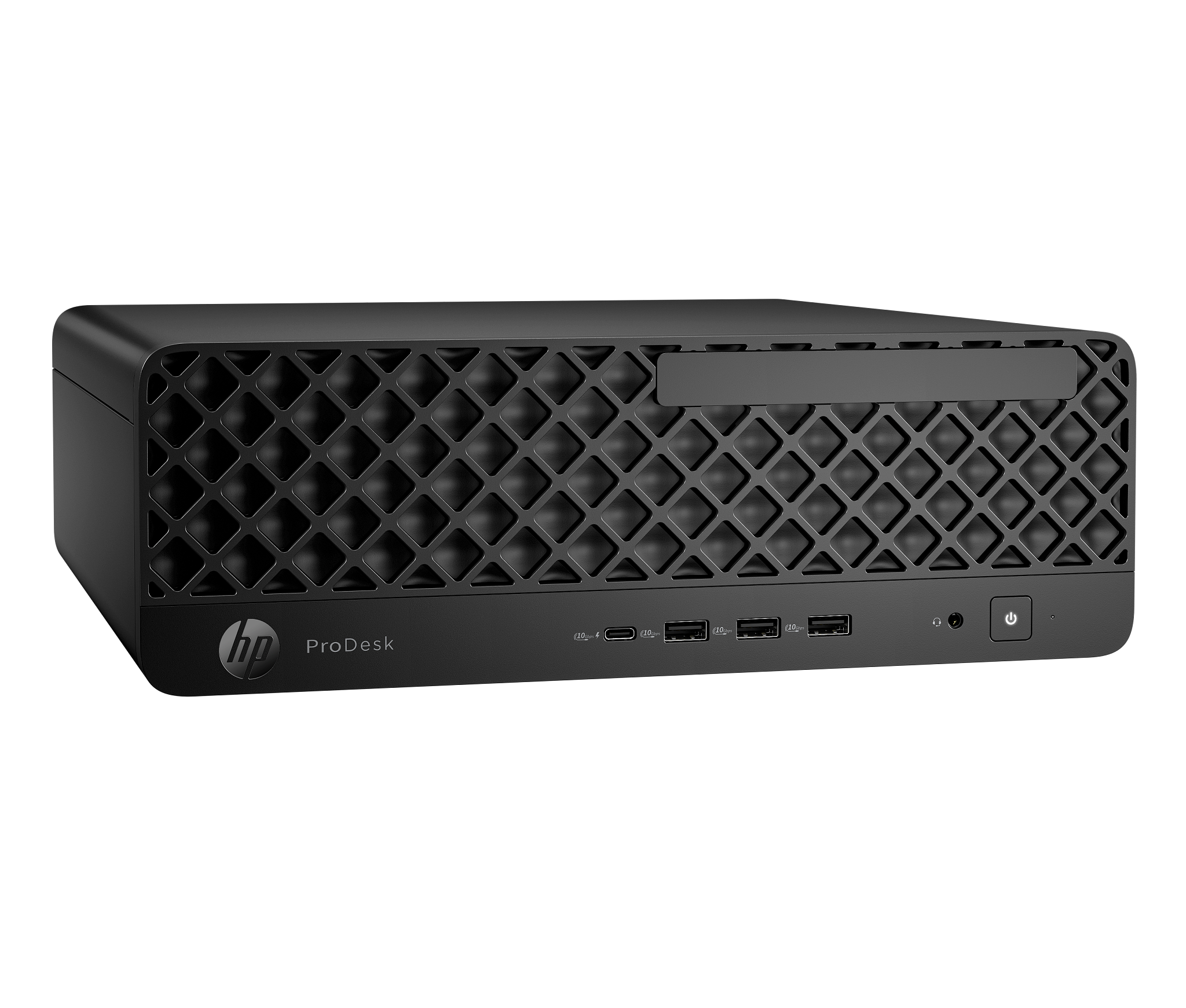 Desktop HP ProDesk 4 SFF G1i D90SRAT#ABM vista frontal derecha en tres cuartos