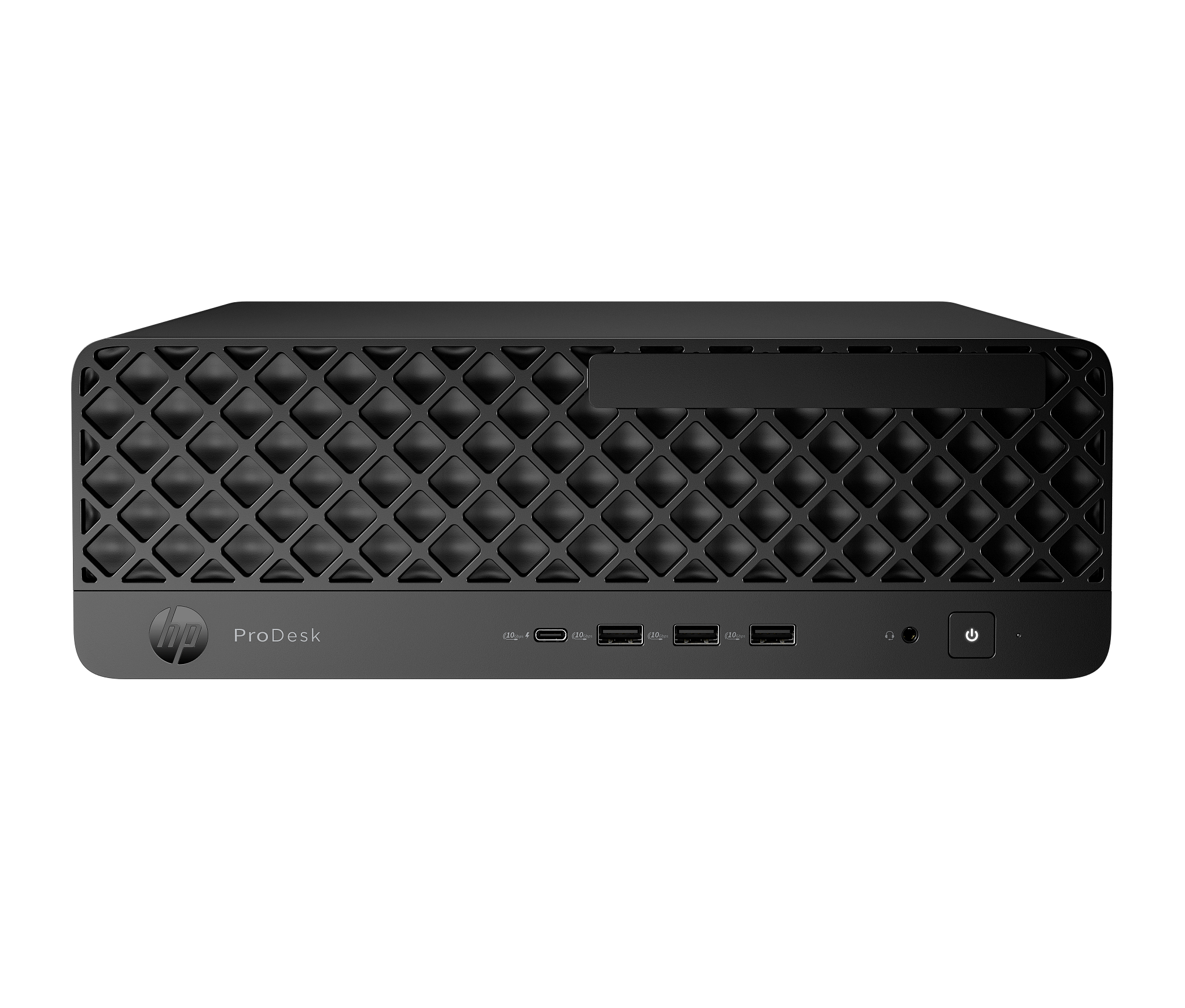 Desktop HP ProDesk 4 SFF G1i D90SRAT#ABM vista frontal del chasis negro