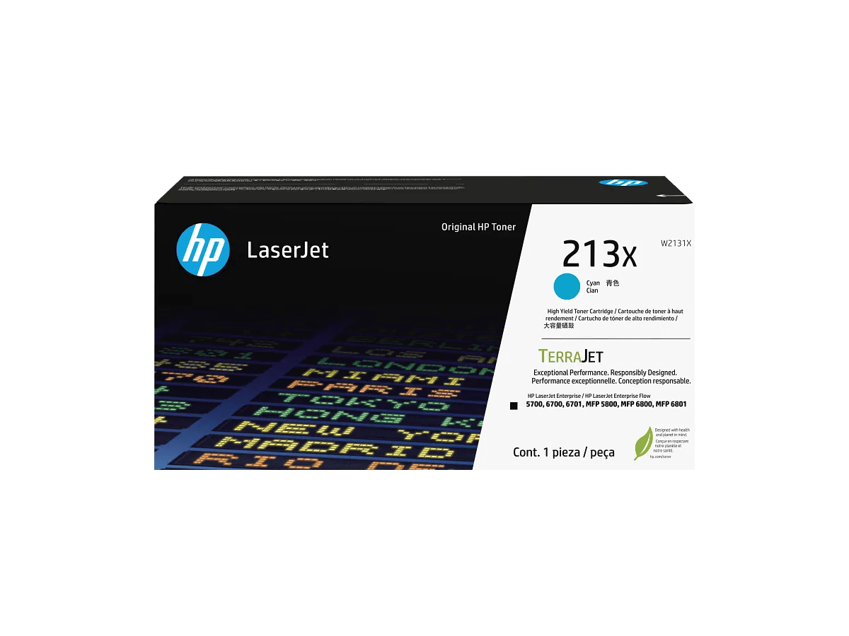 HP 213X W2131X tóner cian alto rendimiento vista oficial