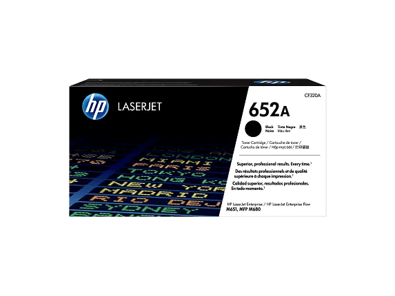 Tóner original HP 652A CF320A negro vista oficial del cartucho