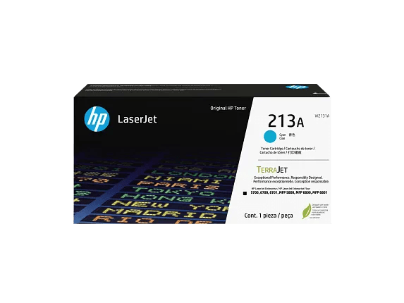 HP 213A W2131A tóner original cian, vista frontal