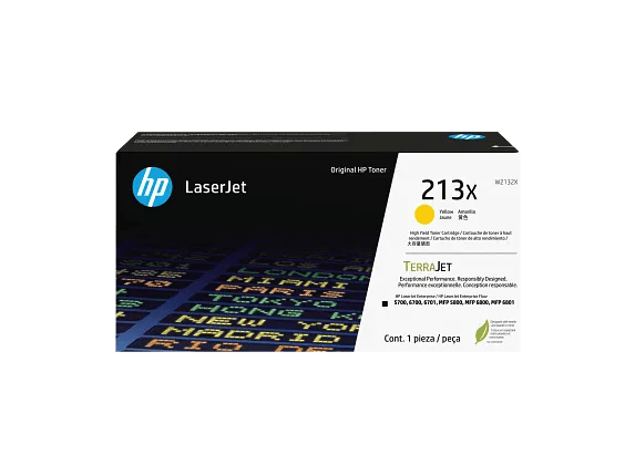 HP 213X W2132X tóner original amarillo de alto rendimiento, vista frontal