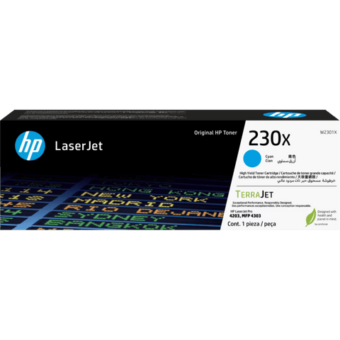 HP 230X W2301X tóner original cian de alto rendimiento, vista frontal