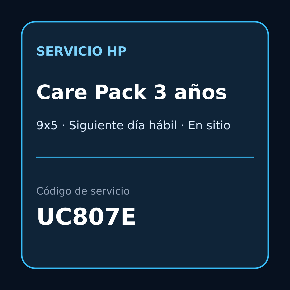 Tarjeta de servicio HP Care Pack UC807E