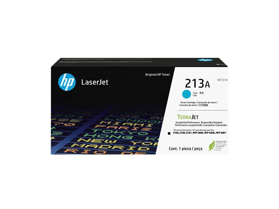 HP 213A W2131A tóner original cian, vista frontal