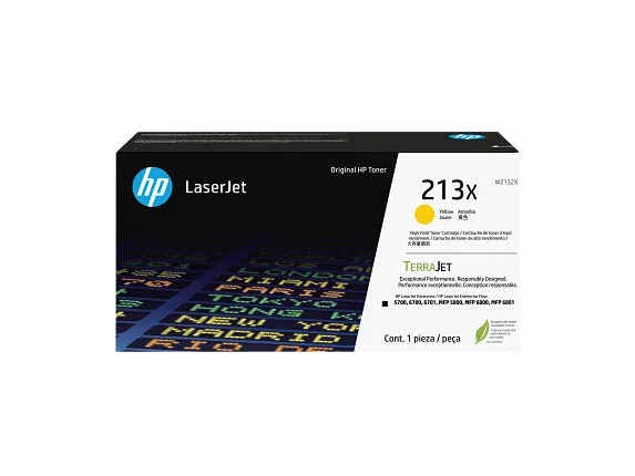 HP 213X W2132X tóner original amarillo de alto rendimiento, vista frontal