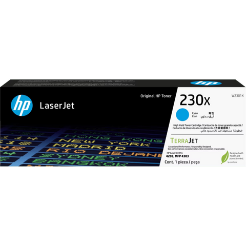 HP 230X W2301X tóner original cian de alto rendimiento, vista frontal