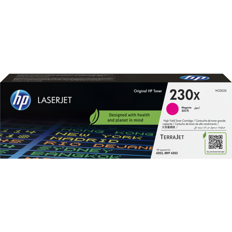 HP 230X W2303X tóner original magenta de alto rendimiento, vista frontal