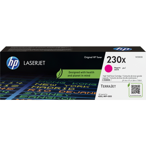 HP 230X W2303X tóner original magenta de alto rendimiento, vista frontal