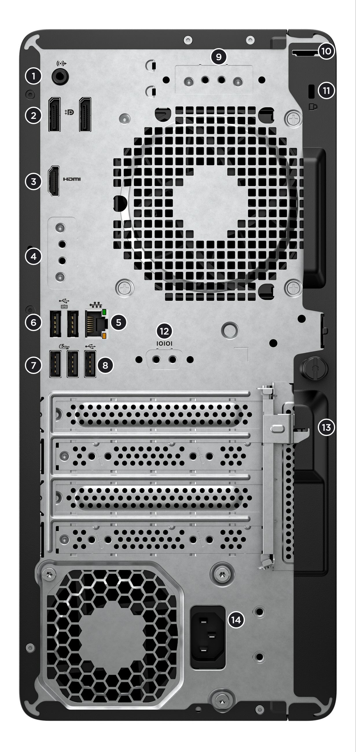HP Z1 Tower G1i workstation vista posterior y puertos oficial