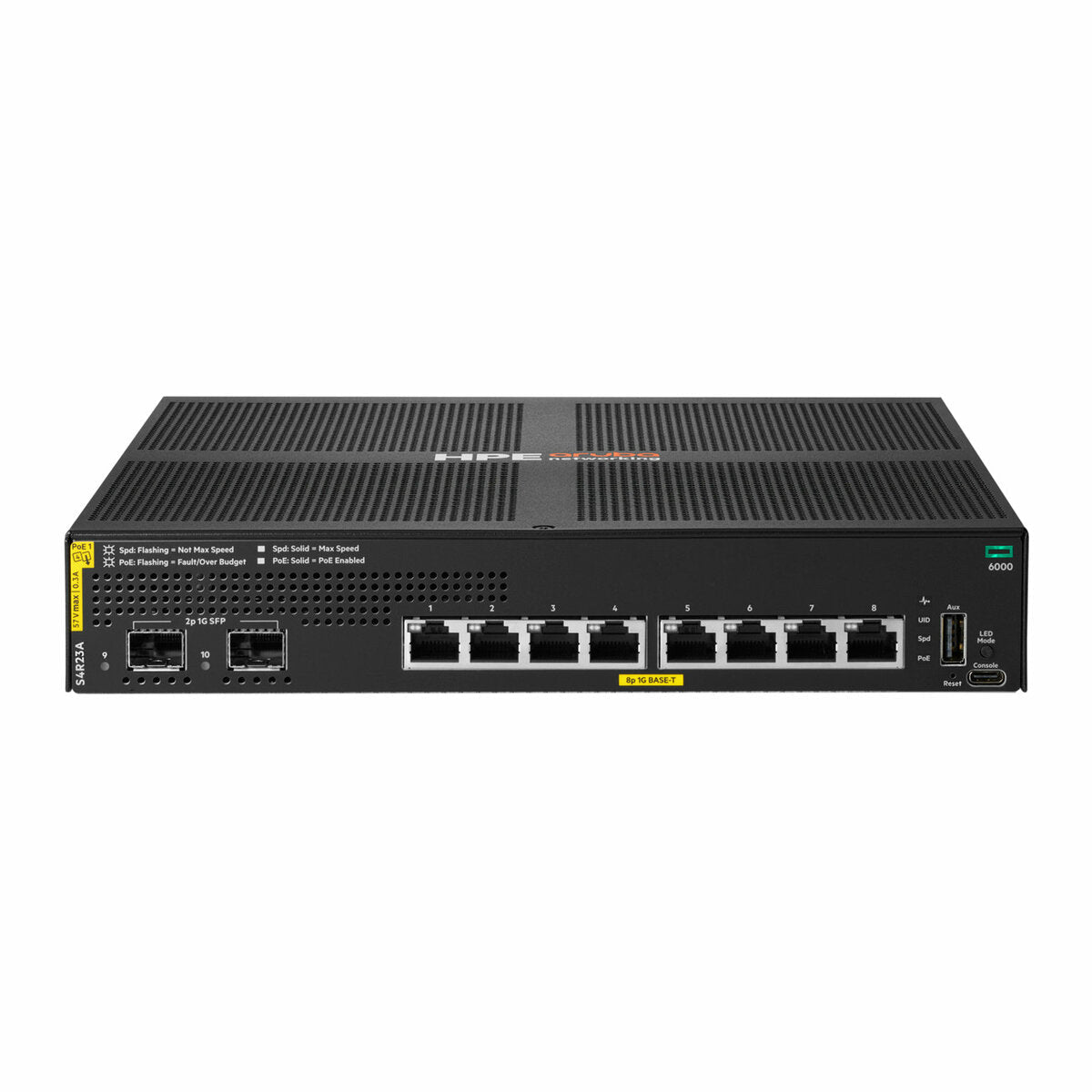 HPE Aruba Networking CX 6000 S4R23A switch 8G PoE 2SFP vista frontal