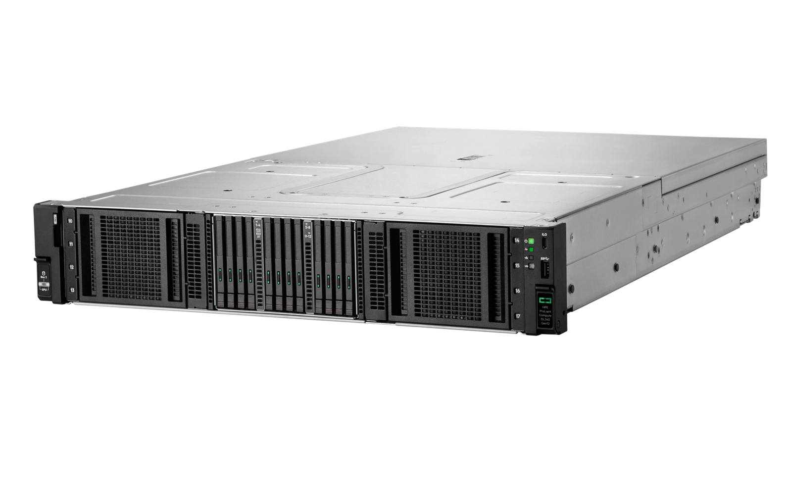 Servidor HPE ProLiant DL340 Gen12 P89963-DM5 - perspectiva frontal