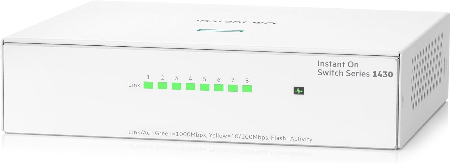 Switch HPE Aruba Networking Instant On 1430 5G - 5 Puertos Gigabit Ethernet - No Administrado (Plug - and - Play) - Capa 2 - Diseño Compacto y Silencioso - R8R44A de HPE | first_variant_option_1 — Envío inmediato
