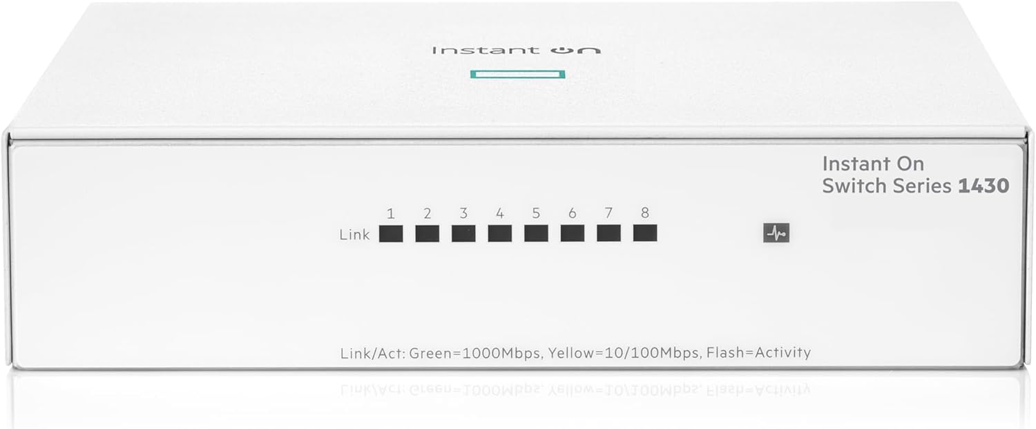 Switch HPE Aruba Networking Instant On 1430 5G - 5 Puertos Gigabit Ethernet - No Administrado (Plug - and - Play) - Capa 2 - Diseño Compacto y Silencioso - R8R44A de HPE | first_variant_option_1 — Envío inmediato